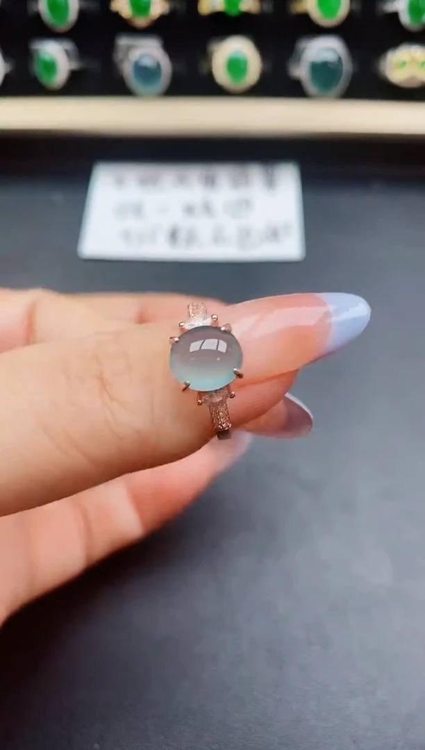 翡翠戒指银S925镶嵌31321