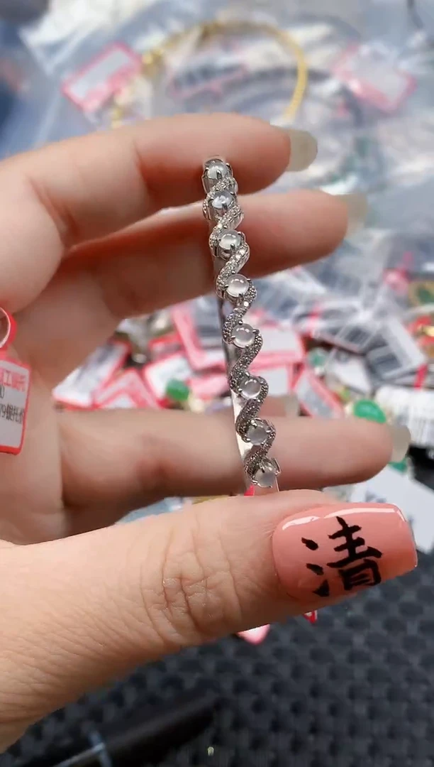 银S925镶嵌戒指翡翠天然A货缅甸翡翠