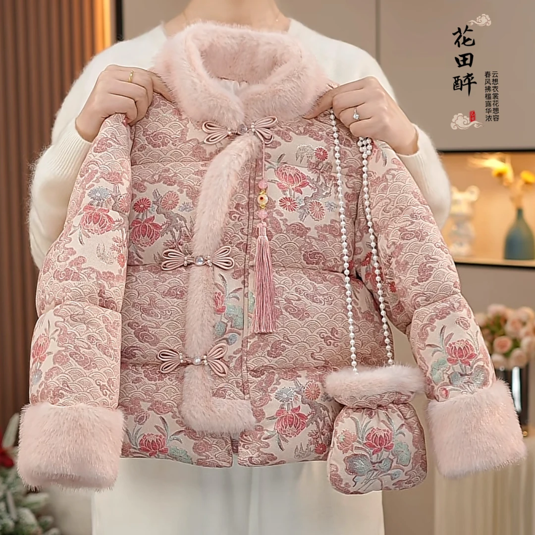 女童拜年服国风加棉棉服女童过年服2025新款