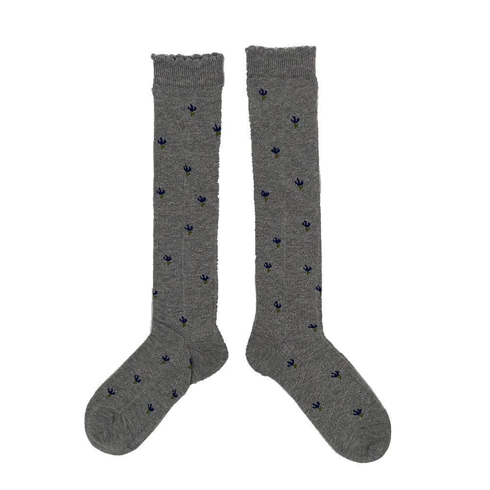 Child'sview高品质春夏复古花边碎花鱼骨纹镂空及膝小腿袜2521401