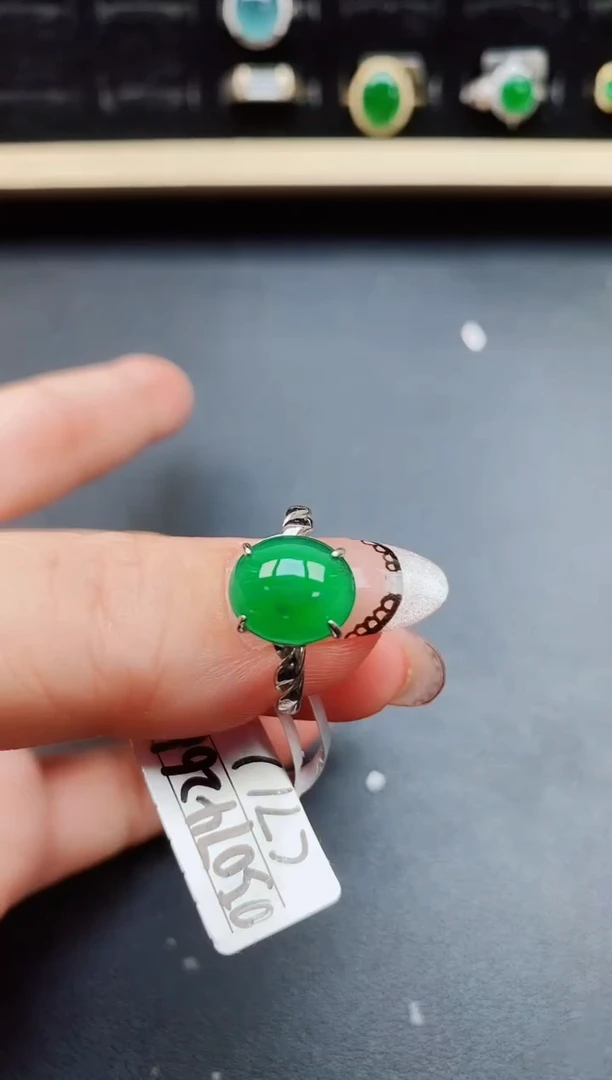 翡翠戒指银S925镶嵌50805