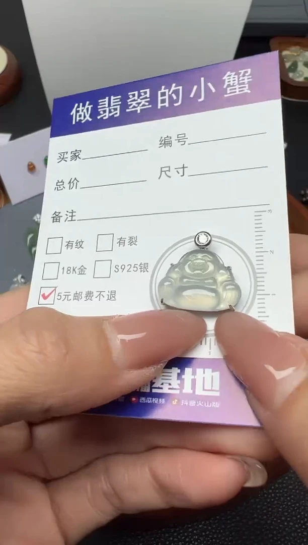 颈饰银S925镶嵌翡翠（12号链接）纯天然A货缅甸翡翠佛公吊坠