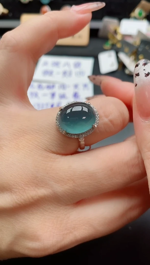银S925镶嵌戒指翡翠1