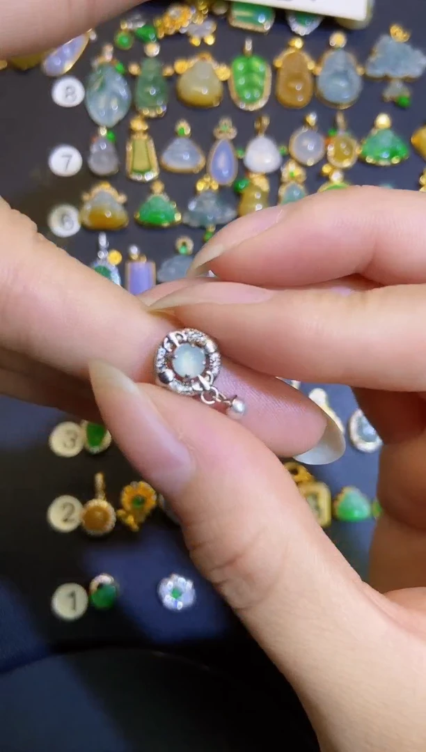 吊坠(不含链)银S925镶嵌翡翠1