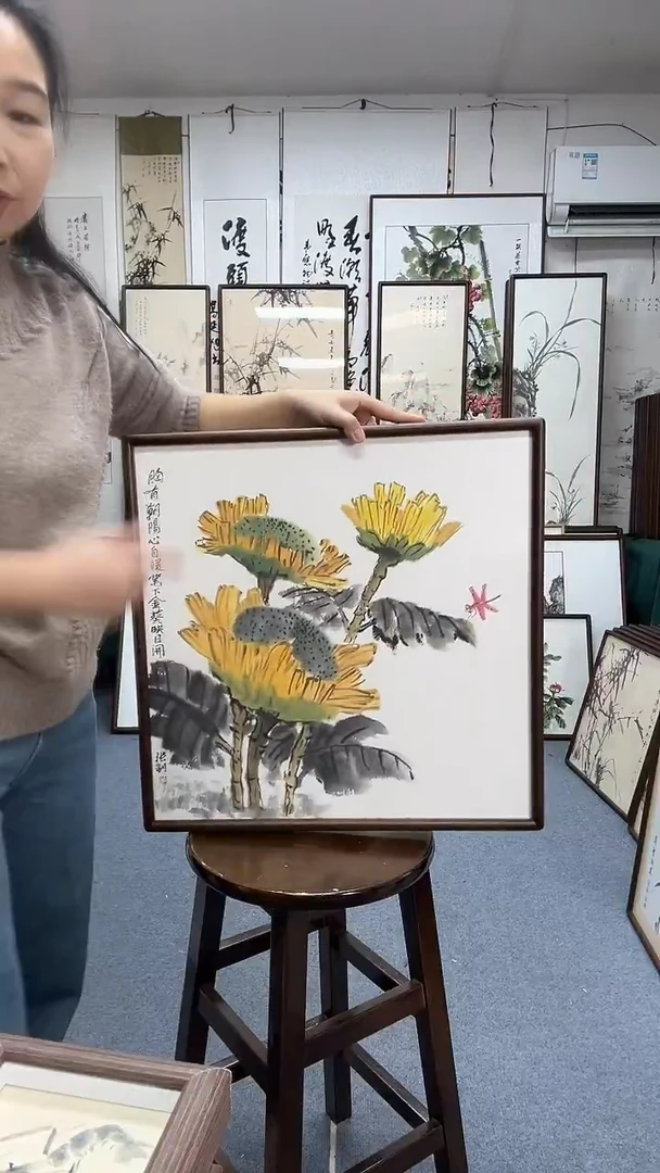 国画尺寸52*52实木画框京东包邮手绘