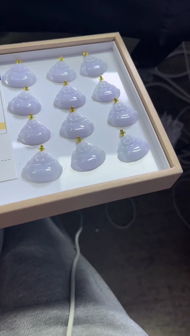 颈饰18K金镶嵌翡翠V323/多样性发一件/配绳子