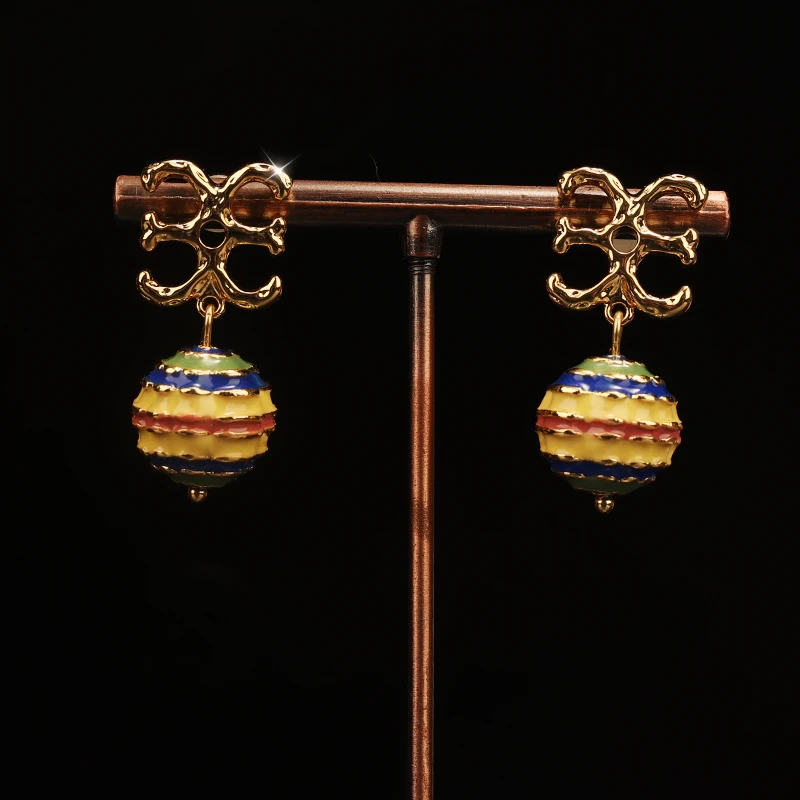 铜合金合成锆石耳饰 一漾  设计师款绿珠 耳环