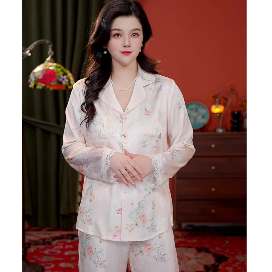 2026年新款上新时尚女士韩版大码宽松舒适薄款长袖睡衣套装BTT