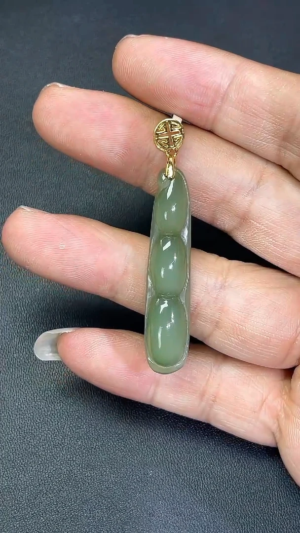 吊坠(赠链)银S925镶嵌和田玉和田玉俄碧四季福豆吊坠多人707237#