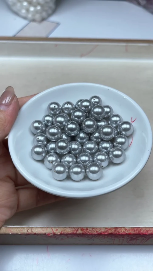 未镶嵌拼合珍珠（马贝珠）散珠B854奶灰贝珠10mm20个14元