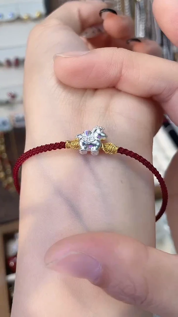 无925银925纯银红绳手链