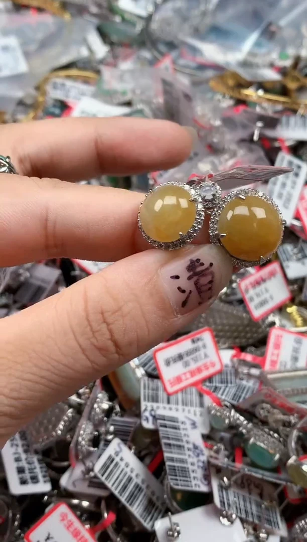 银S925镶嵌戒指翡翠天然A货缅甸翡翠