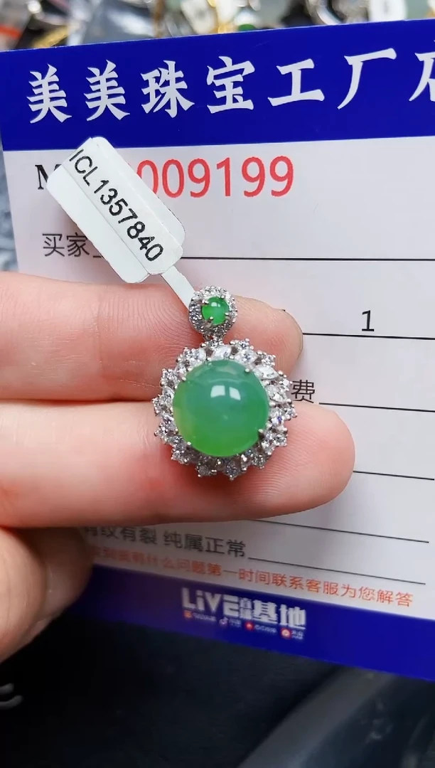 翡翠银S925镶嵌颈饰9199