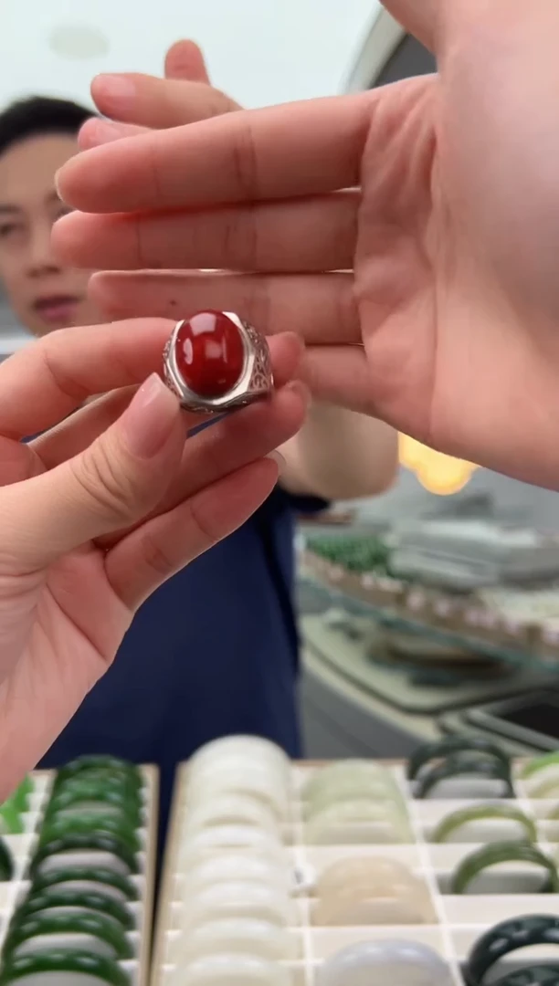 银S925镶嵌南红玛瑙戒指91