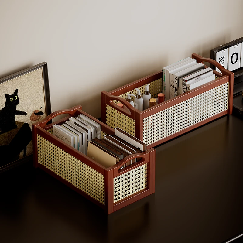 【外贸返场单品】复古藤编收纳筐桌面客厅零食杂物化妆品收纳盒