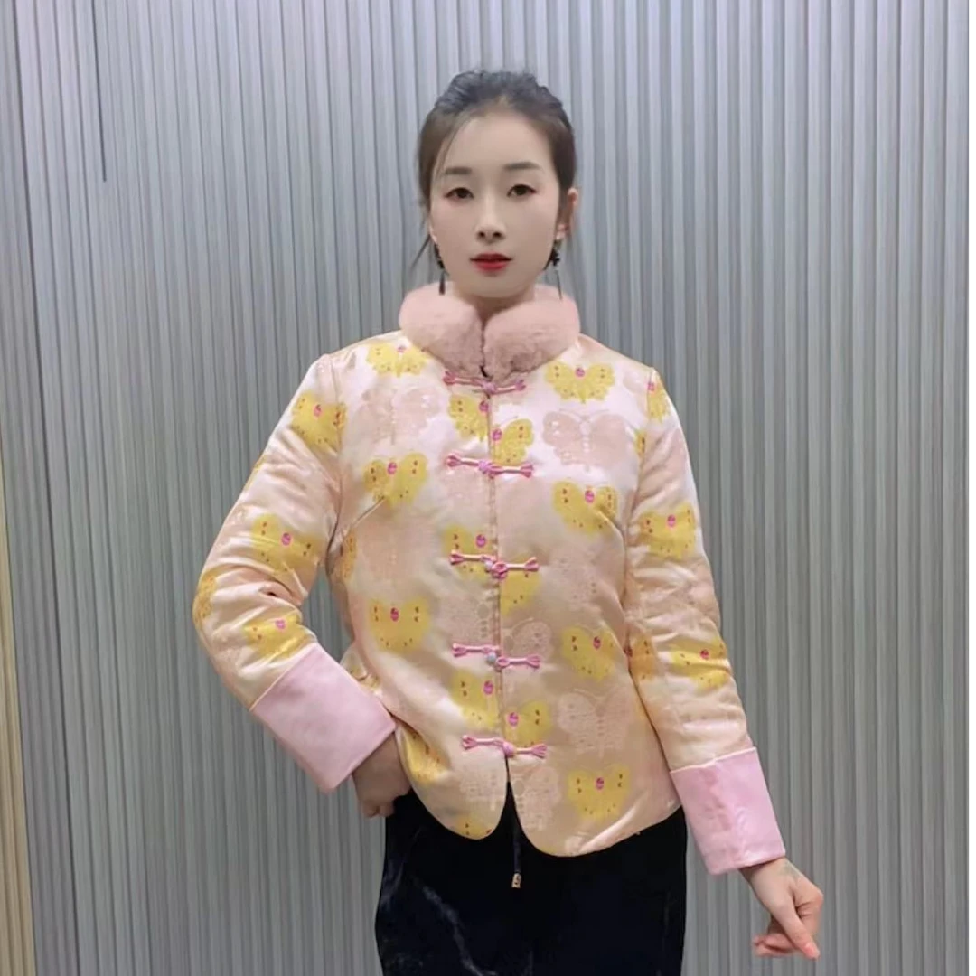 新中式国风织锦提花刺绣新款加棉加厚气质外套