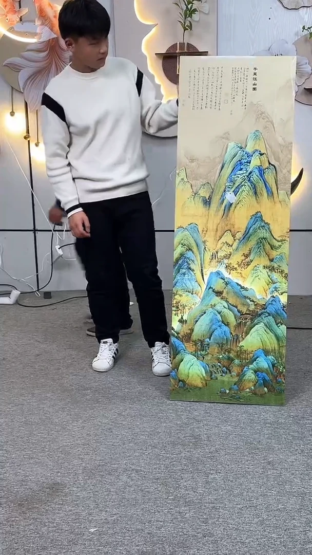 竖款腾彩工艺装饰画定制50*150