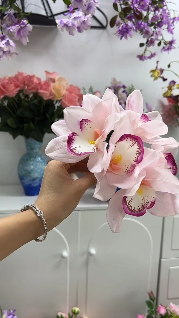 6枝浅粉手感保湿蕙兰