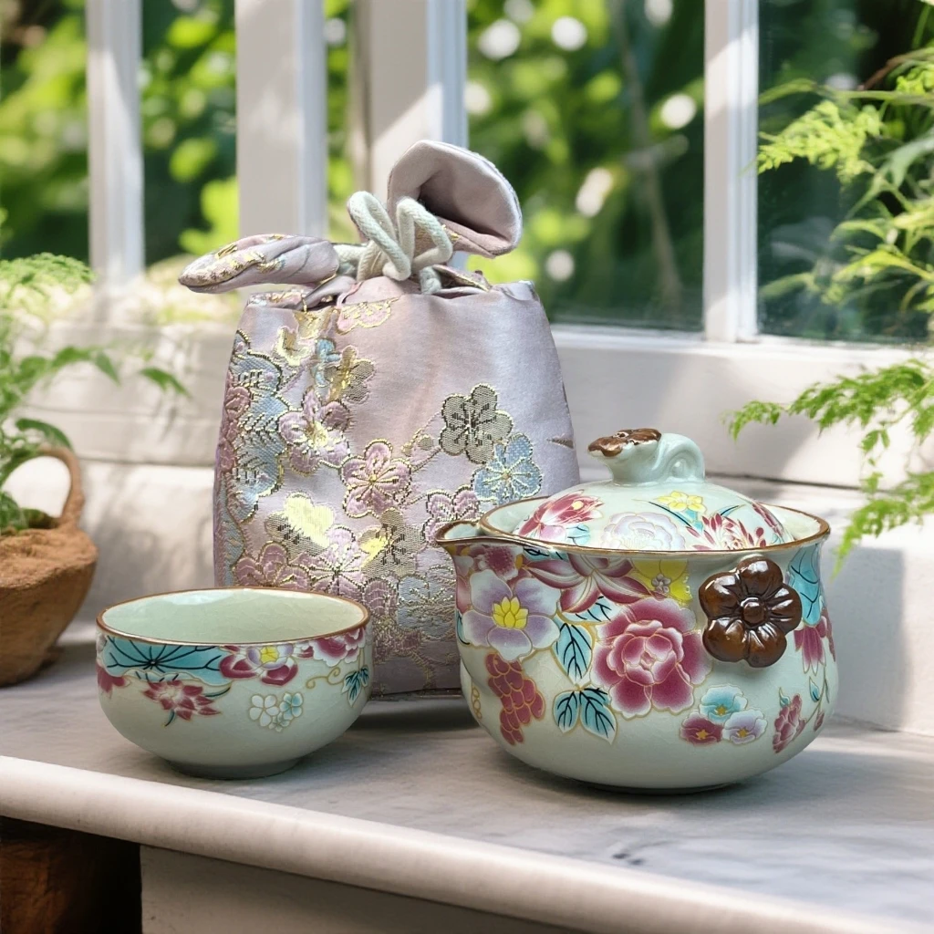 小花园中式复古一人饮个人泡旅行茶具