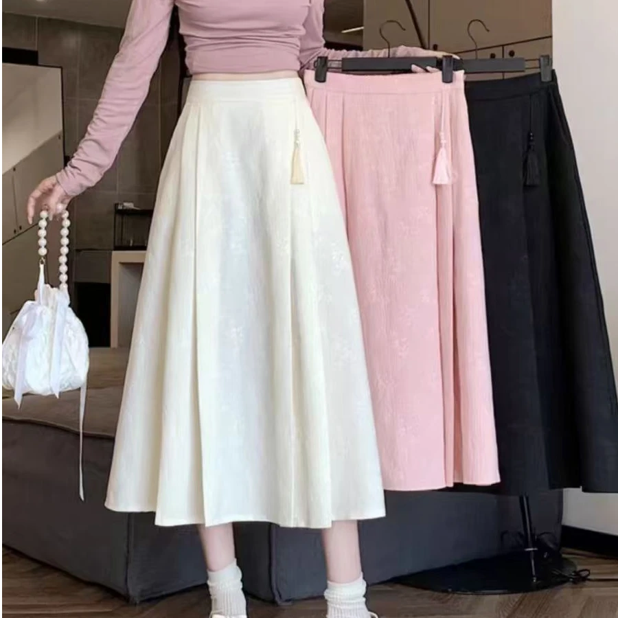 【2025】新中式夏季国风高腰A字提花显瘦气质百搭后松紧马面裙时尚