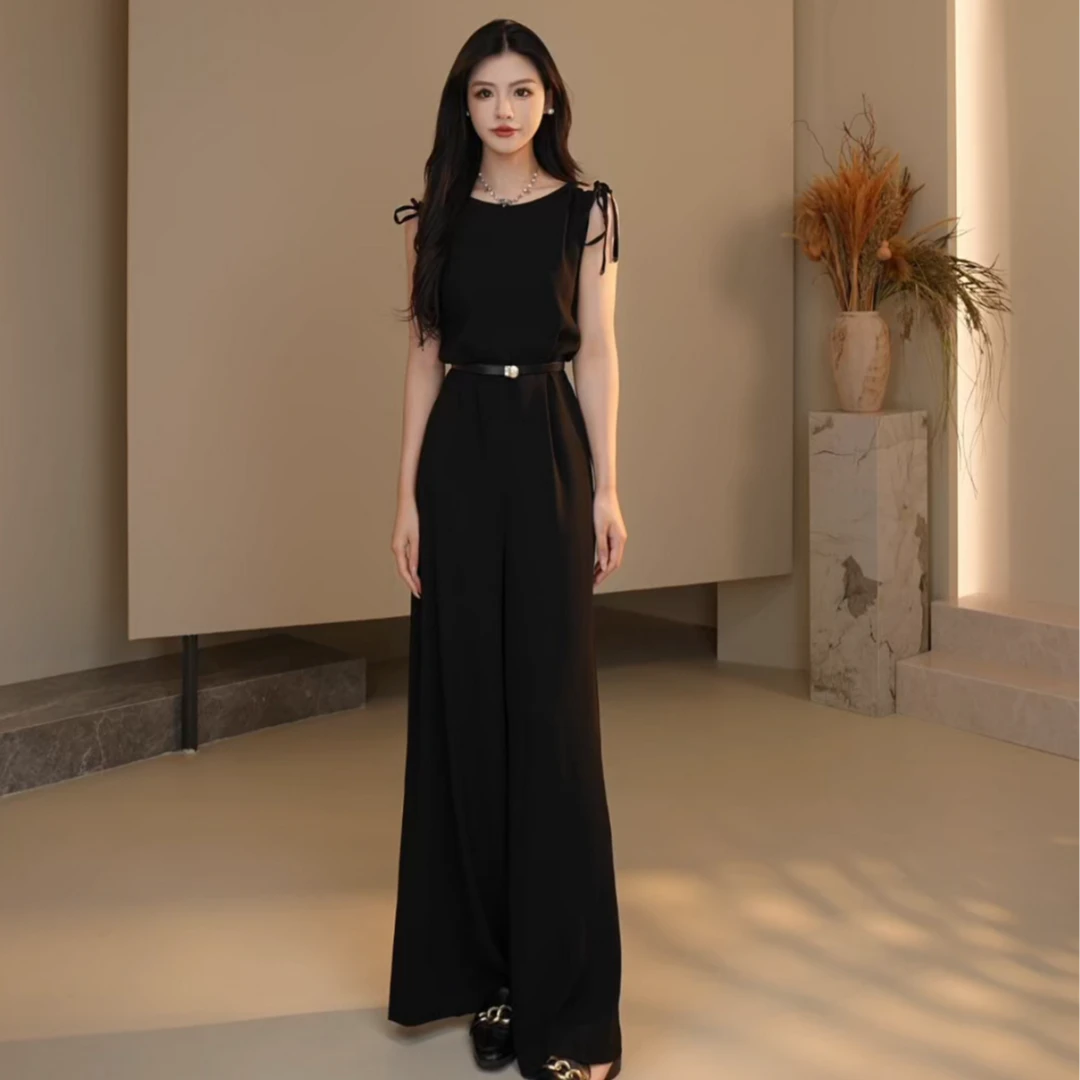 AMASS/阿玛施休闲肩系带收腰连体夏季宽腿裤5100434连体裤