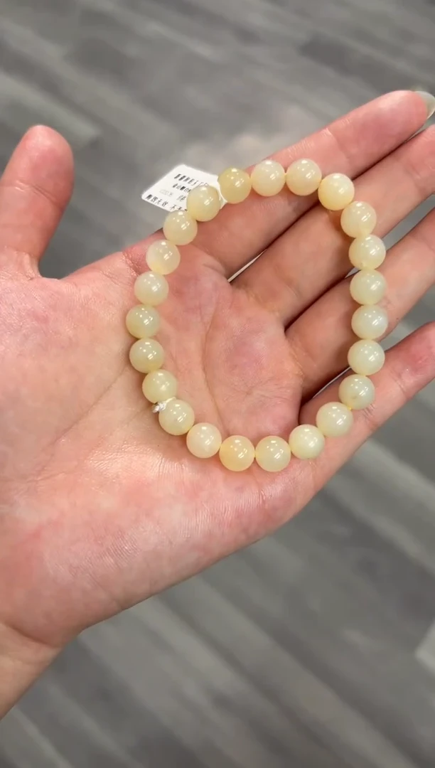 未镶嵌手链和田玉金山糖白卡8手串