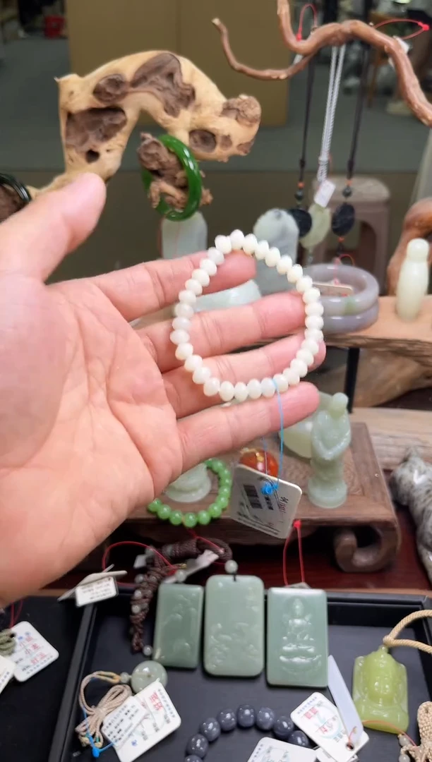 和田玉未镶嵌手串卡7+新疆米达 算盘珠9008411