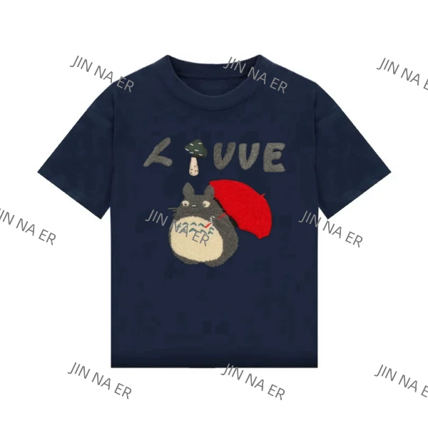 2025早春新款【龙猫刺绣】潮流卡通T恤女圆领修身显瘦时尚休闲百搭