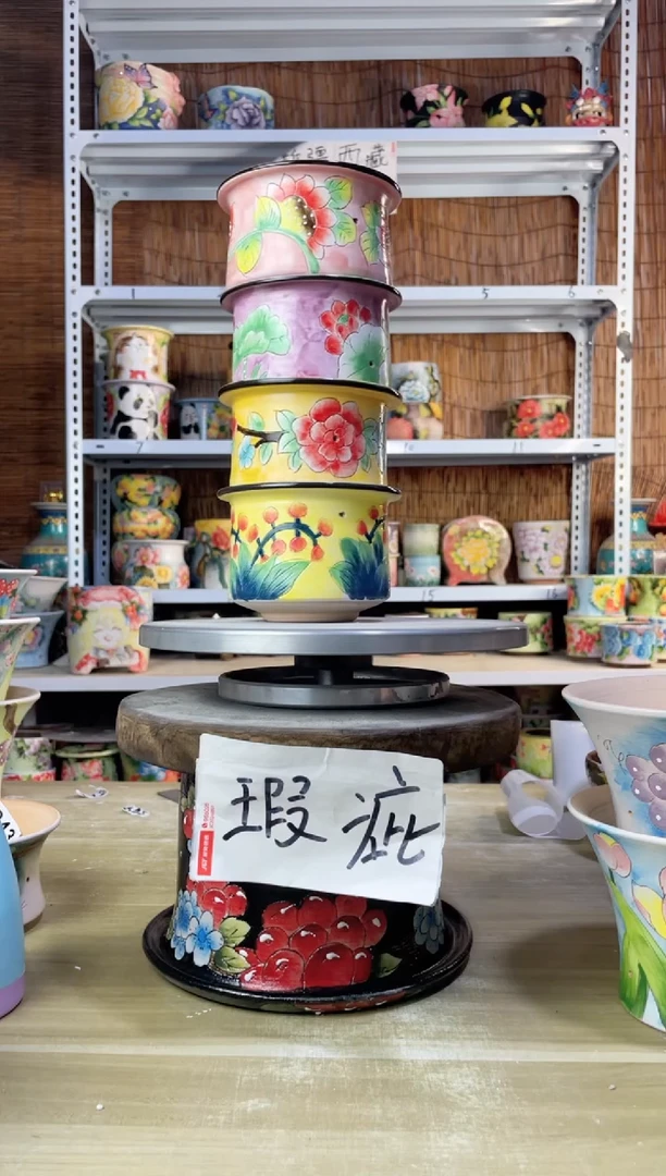 【闪购商品】摆件897陶花岛多肉陶瓷花盆罐——微瑕