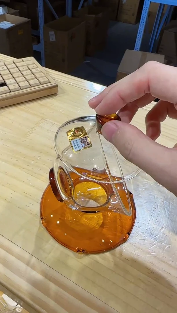 禾器-荷叶盖碗-琥珀色+++