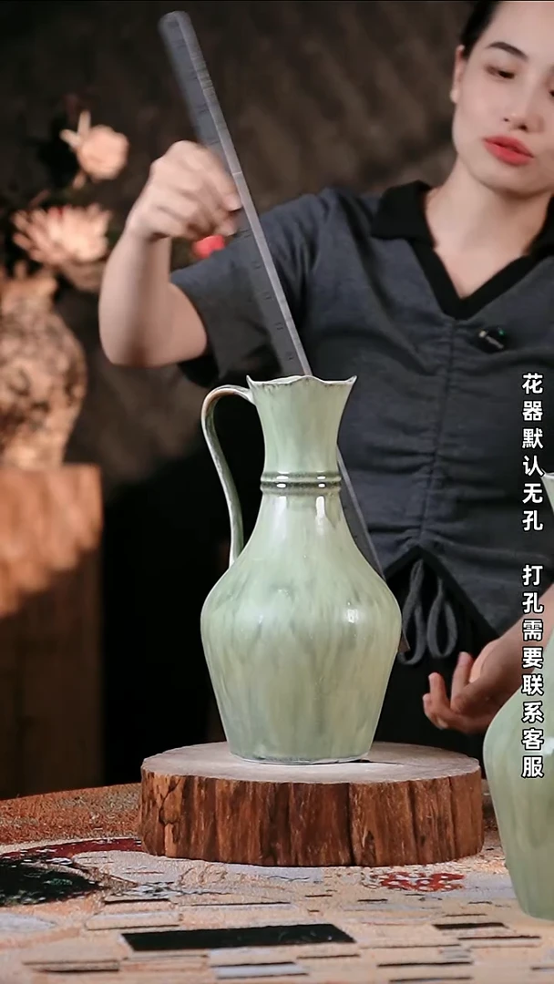 摆件景德镇高温陶瓷花器8*29