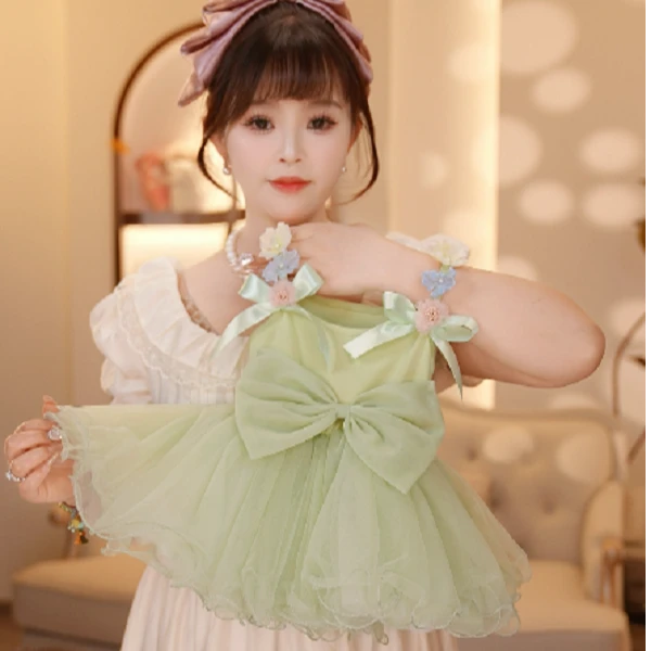 【Y.d4913】25夏季新款女童清新公主裙女宝气质连衣裙绿色甜美洋气