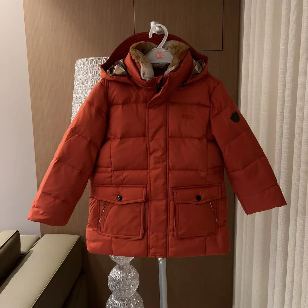 Dak 卡其橘色两色中长款羽绒服【内毛领】