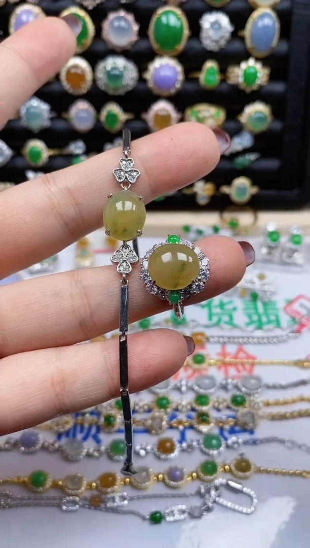 银S925镶嵌戒指翡翠4134