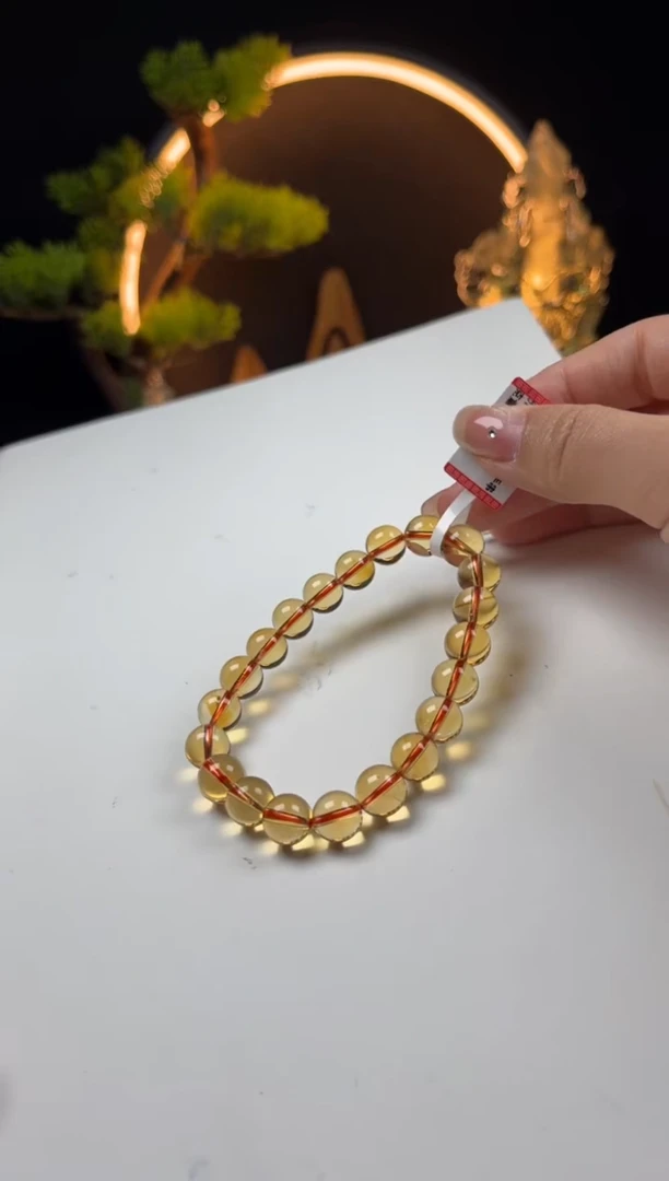 【闪购商品】黄晶手链未镶嵌天然黄水晶圆珠手串