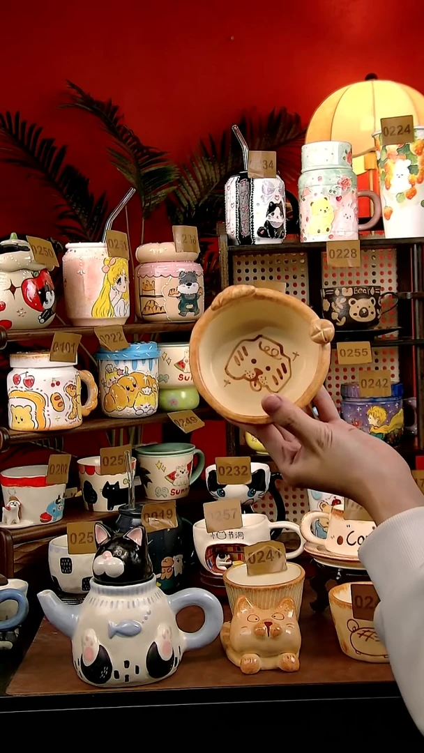 陶瓷Diy景德镇创意陶瓷手工卡通风面包系列猫猫米饭碗小号