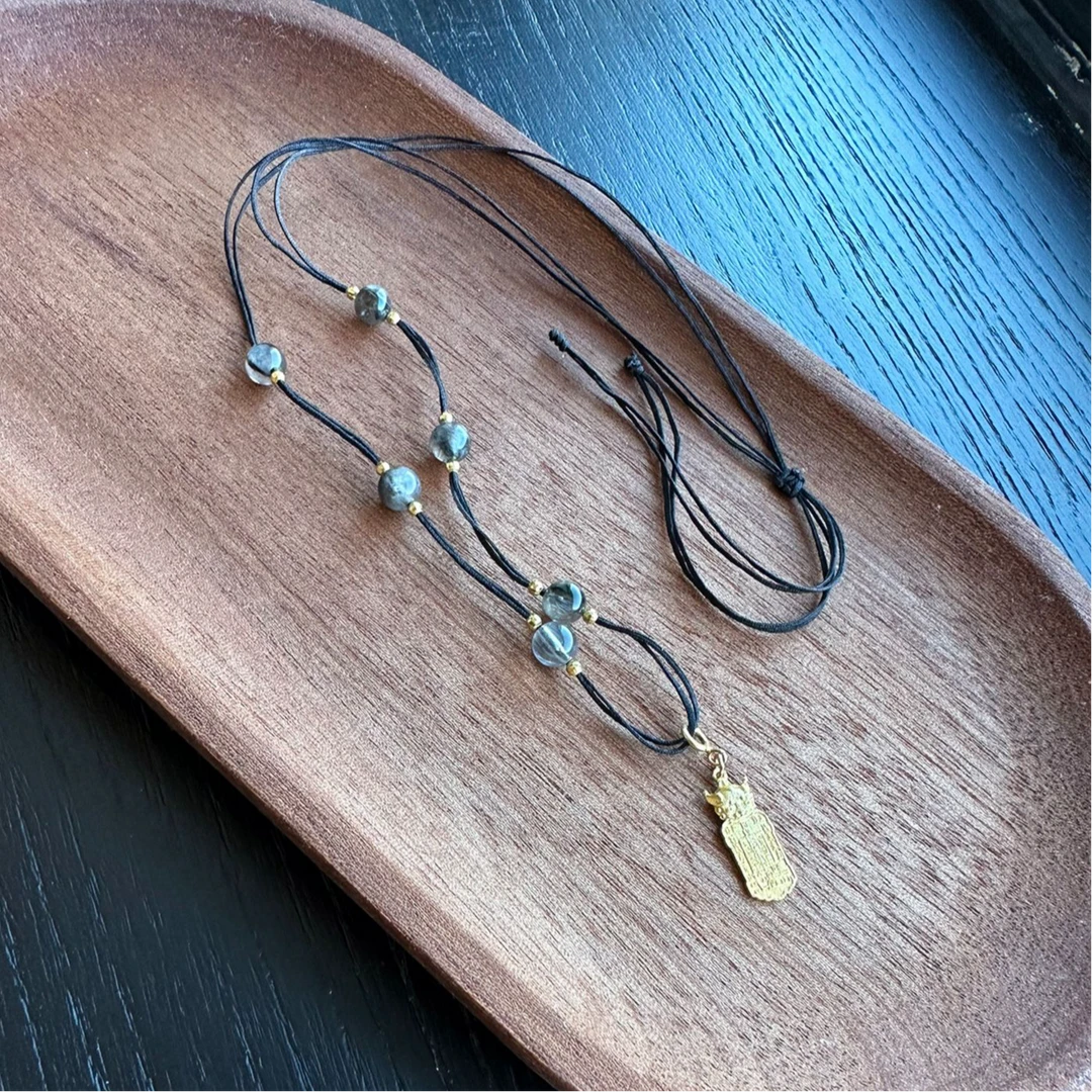 [琪钰] 18K金库房黑银钛水晶项链-L240122908