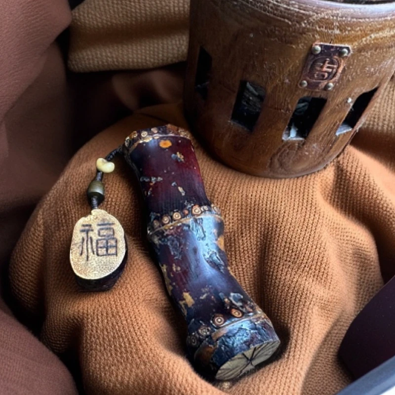彩色竹根 手把件