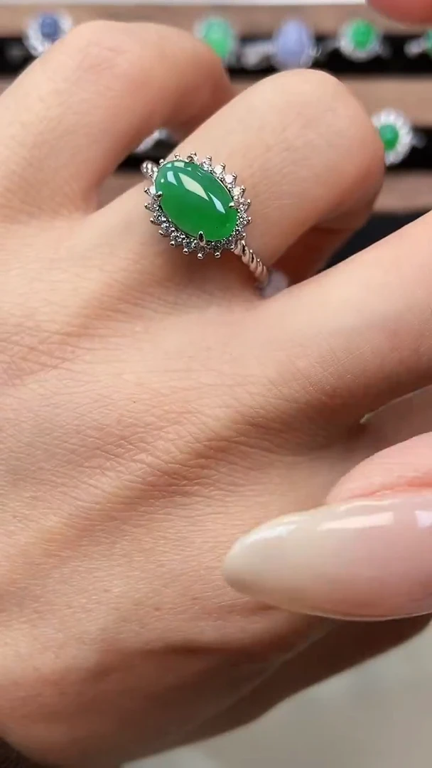 银S925镶嵌戒指翡翠6898