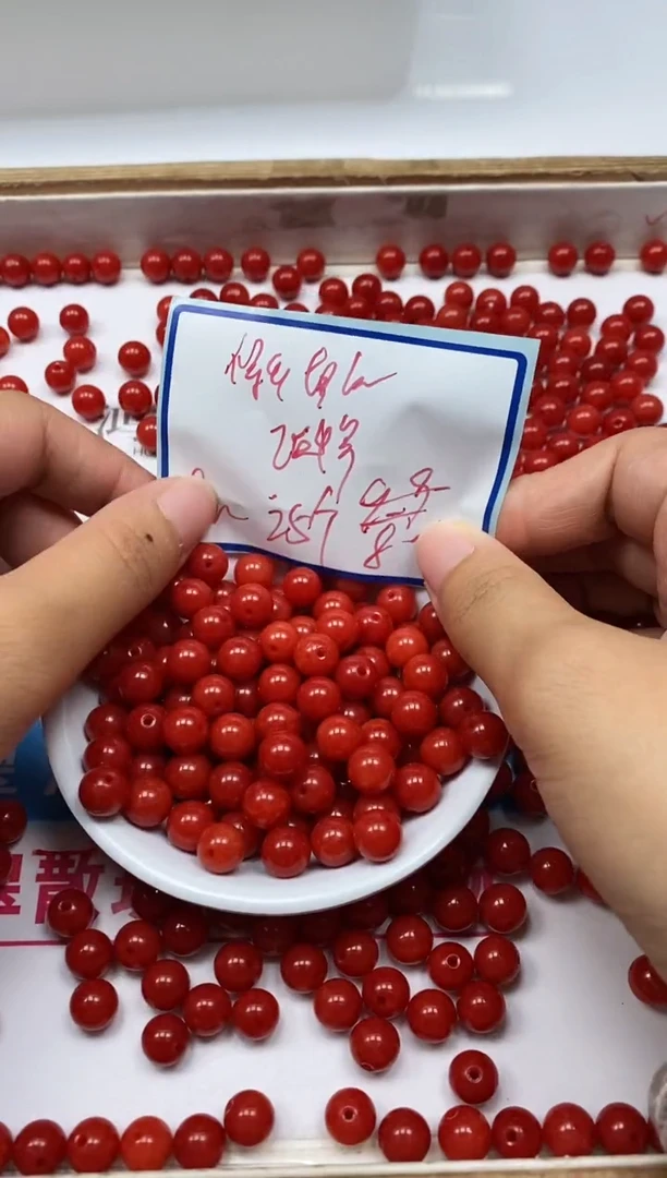 南红玛瑙散珠未镶嵌L436 柿子南红8mm25个8元