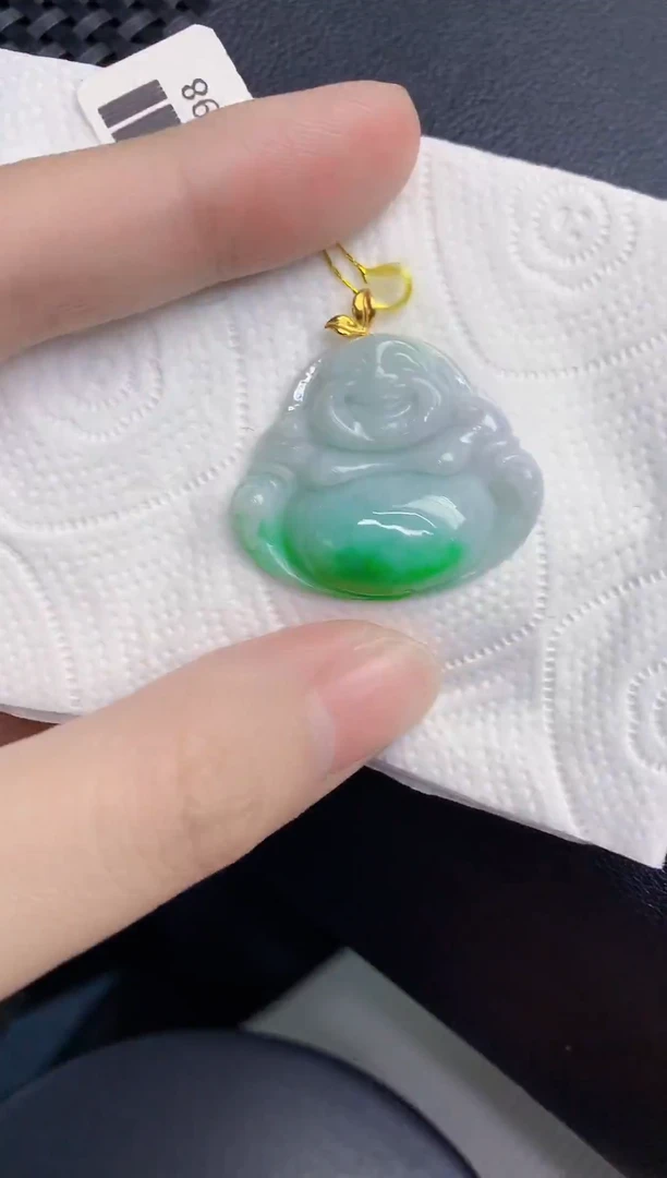 颈饰18K金镶嵌翡翠天然翡翠缅甸A货