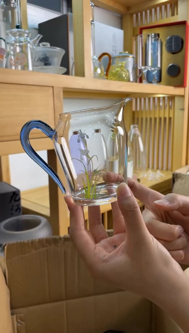 九河思明公杯蓝色把手兰花