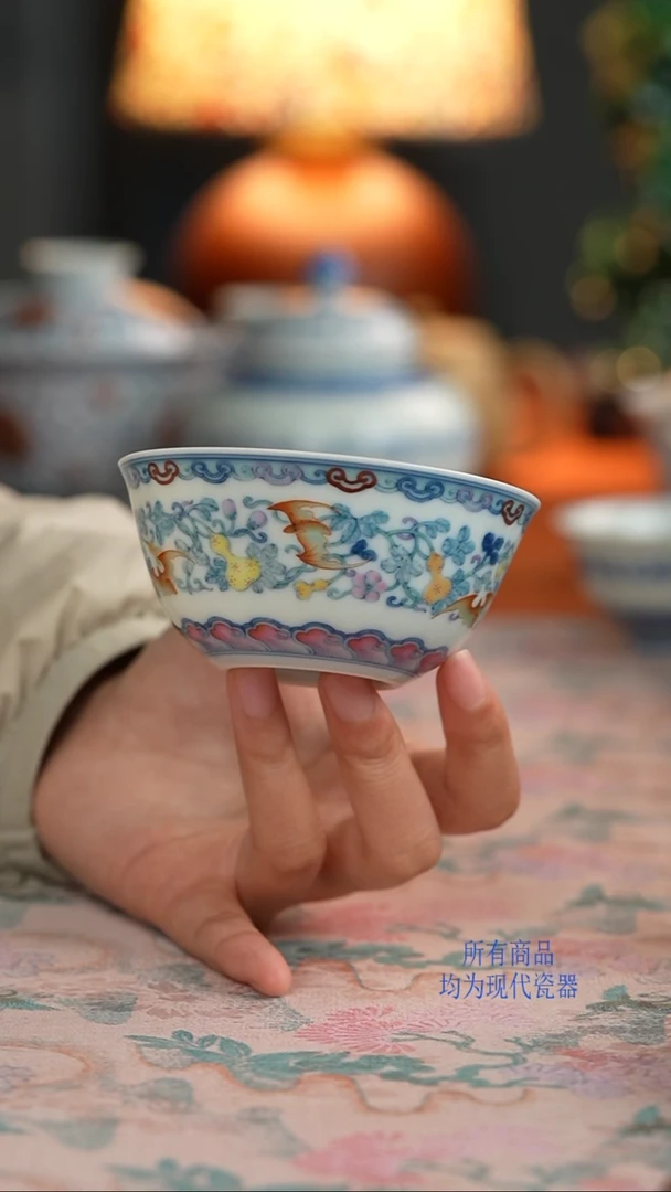 望玉斗彩福禄大杯
