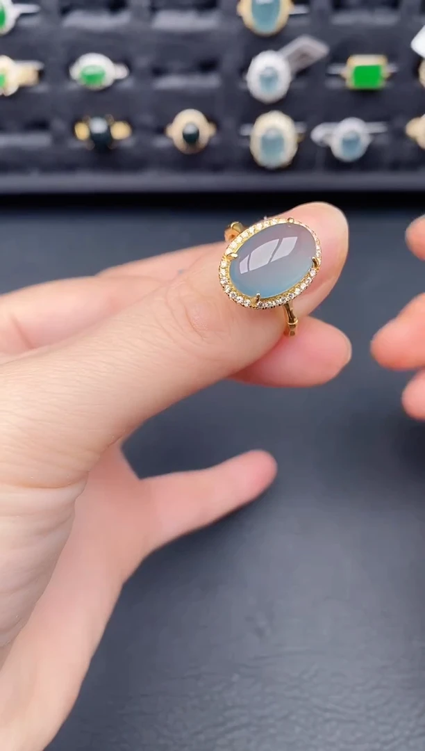 银S925镶嵌戒指翡翠天然a货翡翠475