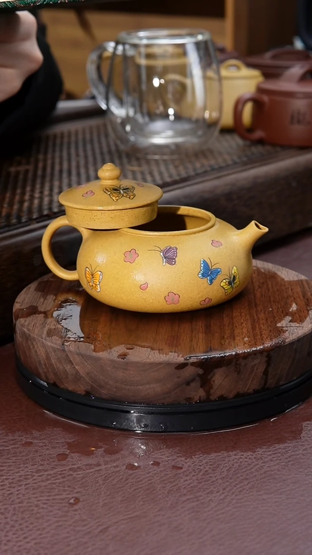 【闪购商品】紫砂茶壶黄段泥绘寒江紫砂壶