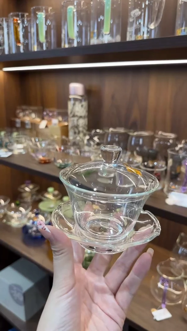 禾器 荷叶盖碗 透明色