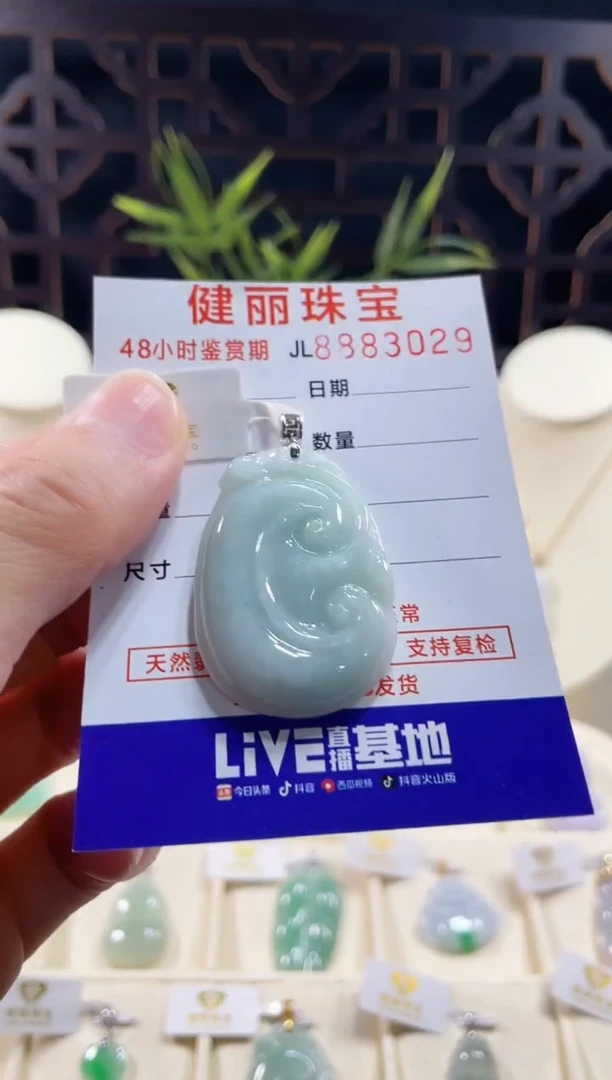 【闪购商品】翡翠颈饰18K金镶嵌天然缅甸翡翠 如意(一物一证)