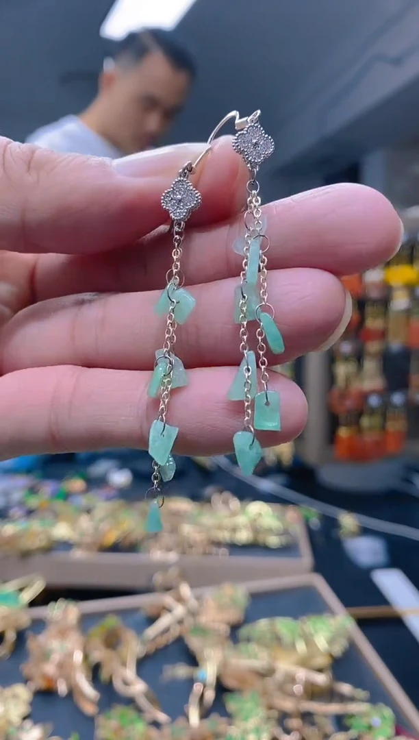 【闪购商品】翡翠耳饰银S925镶嵌0238翡翠耳钩