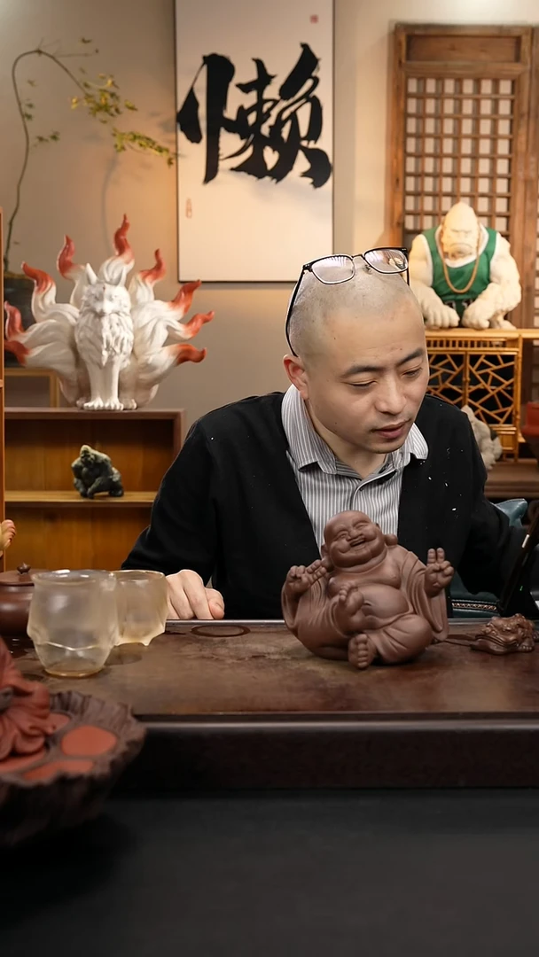 紫砂茶宠洛****划紫砂弥勒佛