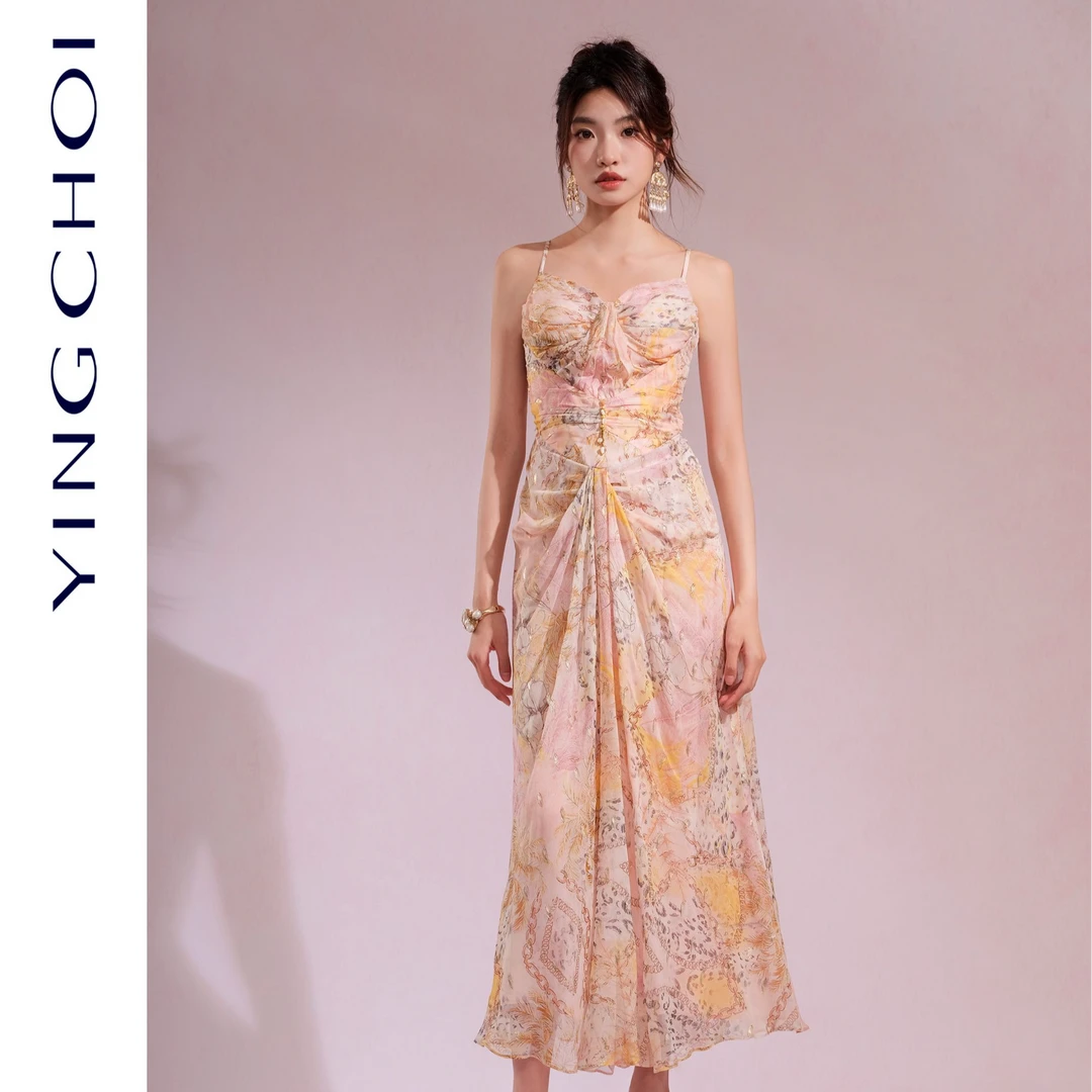 【诗语专属】YINGCHOI  2025春夏新款印花吊带裙YCMSD32597H